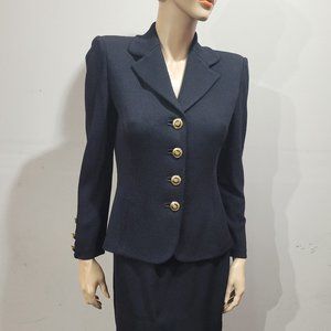 St John Black Blazer Skirt Suit